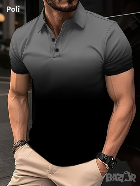 стилна мъжка тениска за лятото с къс ръкав  в градиентен цвят; голям размер., снимка 1