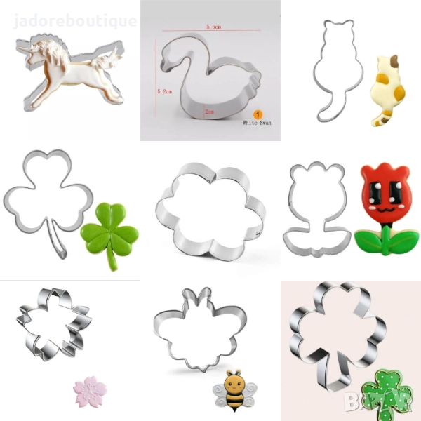 Метални резци за сладки различни видове цветя/ листа/ животни, снимка 1