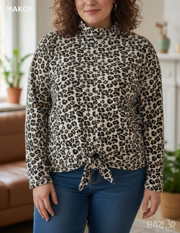 Макси красива поларена изключително мека и силно еластична топла блуза с леко прилеп дълги ръкави и , снимка 1