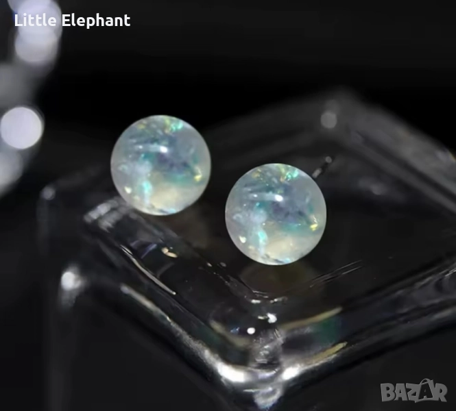 Обеци топчета огнен опал,колекция"Famous"/нови, снимка 1