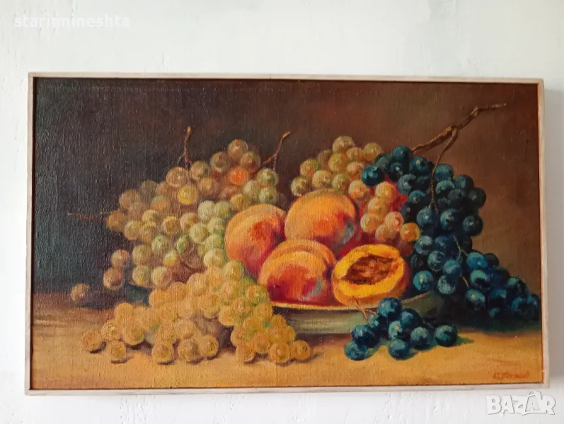 Художник Сергей Петров 1918-2006  стара картина старинна картина  натюрморт с плодове , снимка 1