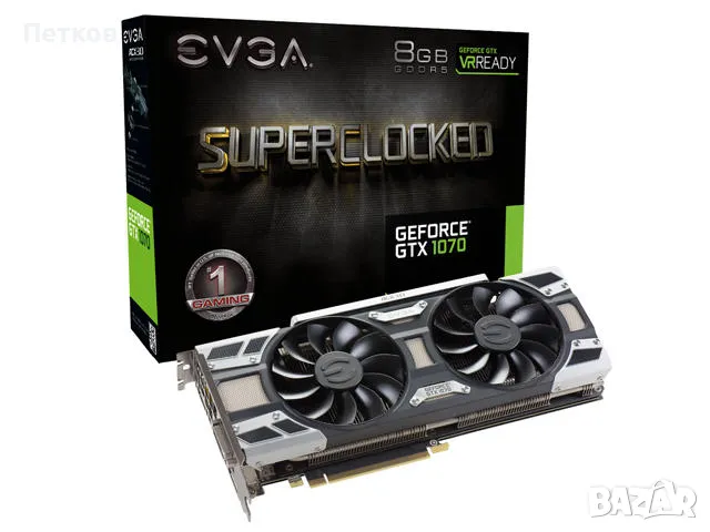 видеокарта EVGA SUPERCLOCKED GeForce GTX 1070 SC GAMING,8GB, 08G-P4-6173-KR, 8GB GDDR5,ACX 3.0 & LED, снимка 1