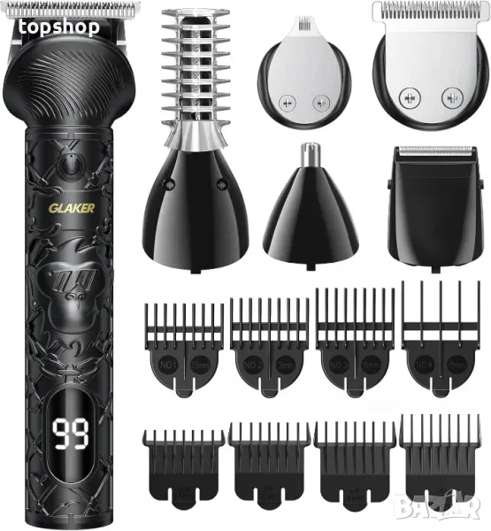 GLAKER Безжичен акумулаторен тример за мъже 6 в 1, (черен) ; (златен), снимка 1