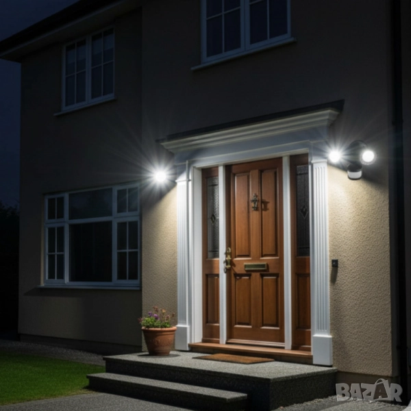 LED външна лампа със сензор за движение, 16W 1900LM 5000K дневна светлина, IP65 водоустойчиви прожек, снимка 1
