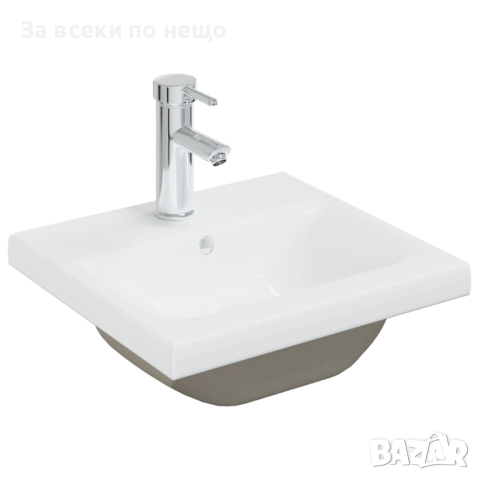 Шкаф за баня с вградена мивка, бяло и дъб сонома, ПДЧ, снимка 4 - Шкафове - 44985075