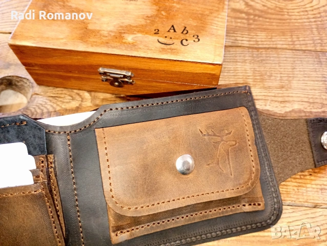 Ръчно изработен мъжки кожен портфейл , снимка 4 - Портфейли, портмонета - 54282627