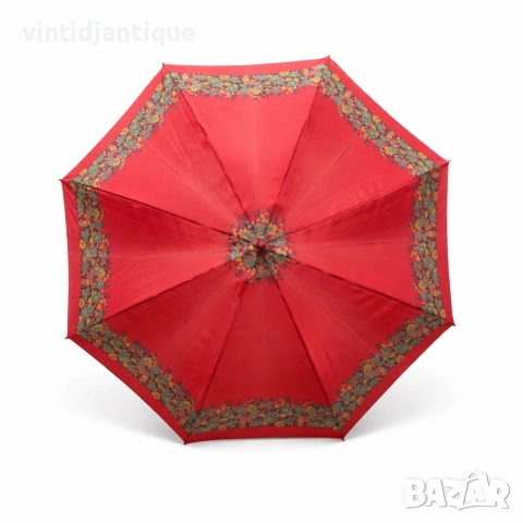 Винтидж чадъри - червеният е с бамбукова дръжка другите са класически дизайн, снимка 3 - Антикварни и старинни предмети - 54111584