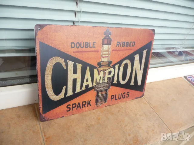 Метална табела Champion свещ запалване стартер ток искра запалителна, снимка 2 - Рекламни табели - 50145805