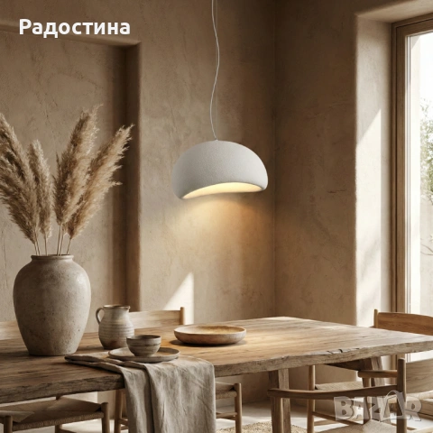 Модерна висяща лампа Wabi-sabi – Ø40 см | E27 | Бяла | Чисто нова, снимка 4 - Лампи за таван - 53383418