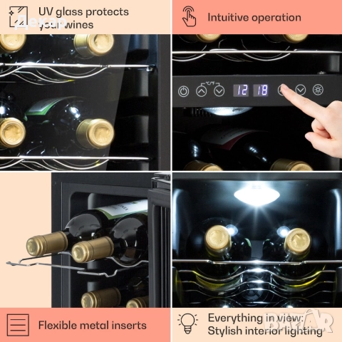 Охладител за вино с 2 зони Klarstein Shiraz 12 Slim за 12 бутилки, снимка 5 - Хладилници - 52354230