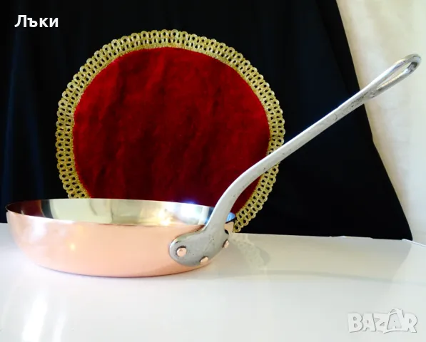 Меден тиган,чиста червена мед 700 гр.,калайдисан. , снимка 6 - Антикварни и старинни предмети - 50423053