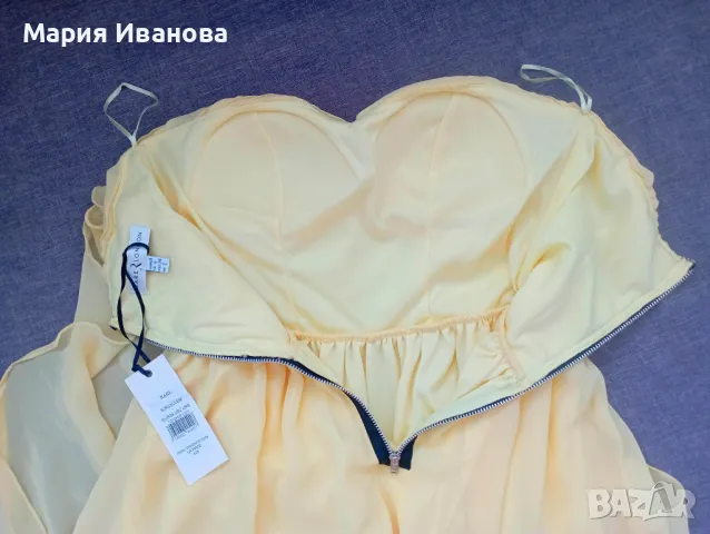 лятна жълта къса рокля, официална, за бал, снимка 6 - Рокли - 49980380