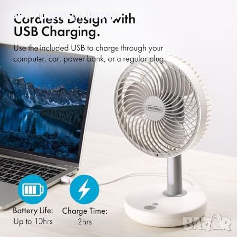Нов Преносим USB вентилатор с 3 скорости и LED осветление за охлаждане лято, снимка 2 - Други стоки за дома - 45870388