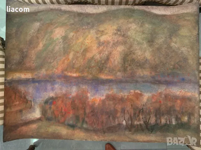 проф. СТОЯН ДОМУСЧИЕВ /1935-2021/ Пейзаж/ голям акварел, снимка 1