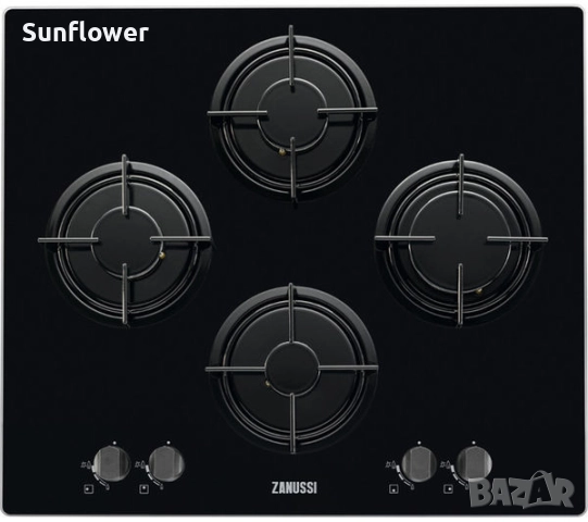 Zanussi черен стъклокерамичен газов плот за вграждане 