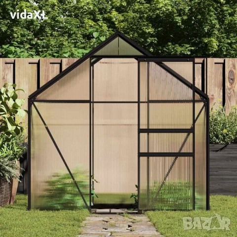 vidaXL Оранжерия, антрацит, алуминий, 2,47 м³(SKU:312065), снимка 2 - Оранжерии - 52901357