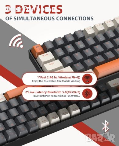 ZIYOU LANG RK68 Безжична механична клавиатура, снимка 3 - Клавиатури и мишки - 46274586