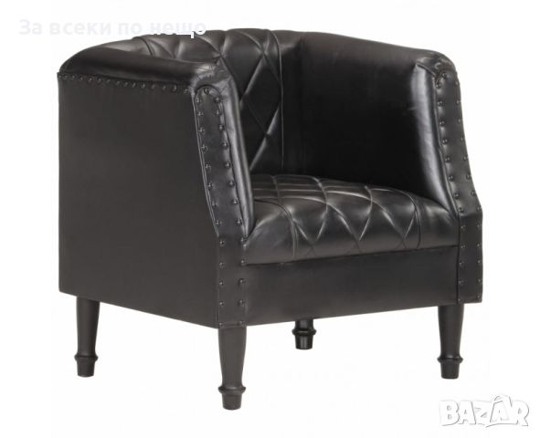 Фотьойл, черен, естествена козя кожа, снимка 1 - Дивани и мека мебел - 45479895