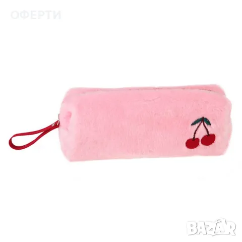 Несесер Pink Cherry Fur Barrel 19x8x8cm арт No227047, снимка 1 - Раници - 46932898