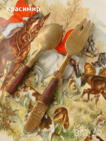 Тайландски виличка и лъжичка бронз и тиково дърво. Виличка 15 см. 💰 10 лв. Лъжичка 10,5 см.💰 6 лв., снимка 4 - Антикварни и старинни предмети - 50678272