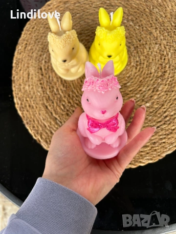 Соева свещ зайче ръчно направена ароматизирана, снимка 7 - Декорация за дома - 53898590