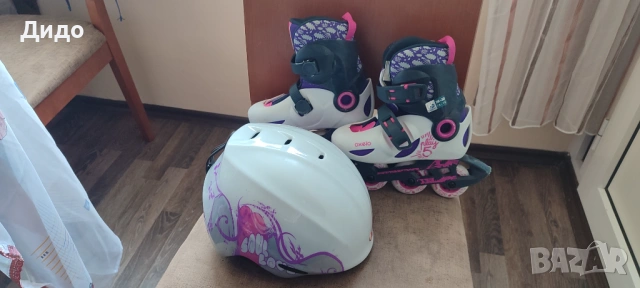 Детски ролери Oxelo Play 5 Light Grey номер 28-30 с Каска