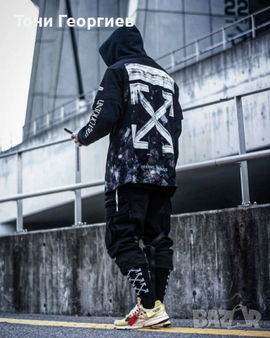 Off-White суичър (Hoodie) M-L размер, снимка 2 - Суичъри - 53845828
