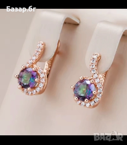 Позлатени обеци с печат 585 розово злато 