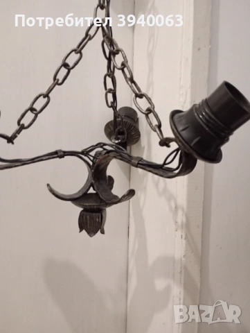 Стар полюлей от ковано желязо троен , снимка 8 - Антикварни и старинни предмети - 50646181