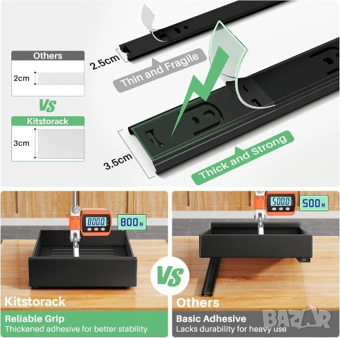 Телескопичен Органайзер за Шкаф 43x35см – Монтаж Без Пробиване, Kitstorack, снимка 3 - Аксесоари за кухня - 53266633