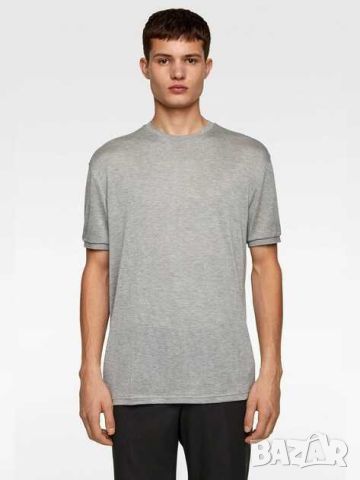 Мъжка тениска Zara, 100% лиосел, Сива, XL, снимка 1 - Тениски - 45524752
