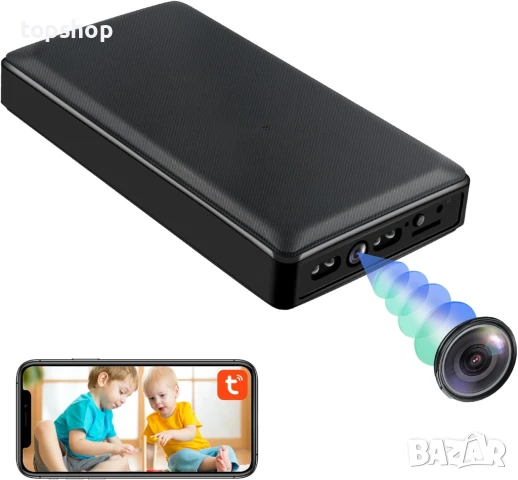 НОВА, ТЕСТВАНА Nisanmoon Wifi скрита камера 2.4/5G HD 1080P, 2 в 1 камера + 10000mAh батерия...