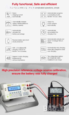 LGIDTECH C4 MiBOXER Smart Зарядно устройство за батерии 4 слота LCD дисплей Li-Ion, IMR, INR, ICR, N, снимка 4 - Друга електроника - 46601352