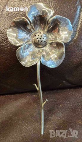 Сребърен ароматизатор цвете, снимка 2 - Антикварни и старинни предмети - 46275282