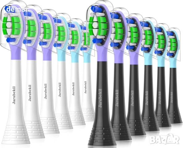 Комплект от 12 глави за четка за зъби Philips Sonicare (6 черни и 6 бели)