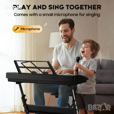 CAHAYA 61-клавишно електрическо пиано, стойка, столче, 1 микрофон, снимка 3 - Пиана - 52672313