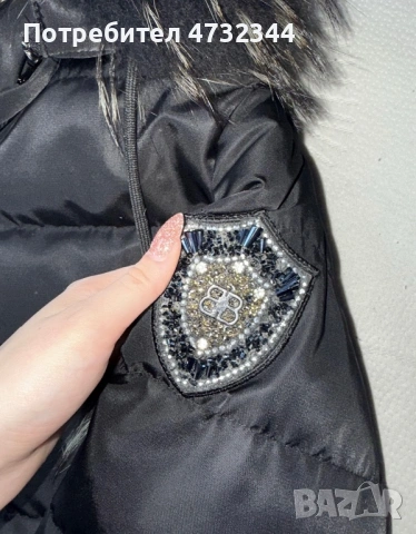 Черно женско яке с гъши пух и лисица на качулката, снимка 5 - Якета - 53406677