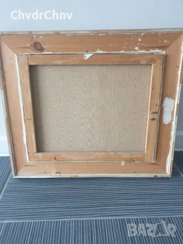 54х46см/малка стара картина масло върху платно/градски пейзаж/френско кафене/дървена рамка, снимка 9 - Картини - 51192662