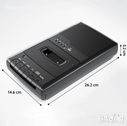 Преносим касетофон с отделен микрофон и вграден високоговорител, конвертиране на външен звук/касети , снимка 3 - Радиокасетофони, транзистори - 52857191