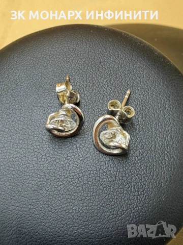 Златни обеци /585/ Бяло злато, снимка 2 - Обеци - 54032586