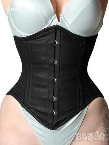 Waist Trainer Дамски конусовиден извит корсет, тежък памучен корсет под гърдите, 3XS, черен, снимка 1 - Корсети, бюстиета, топове - 47551587