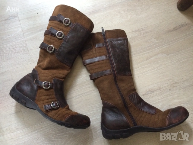Удобни кафеви ботуши,естественна кожа.