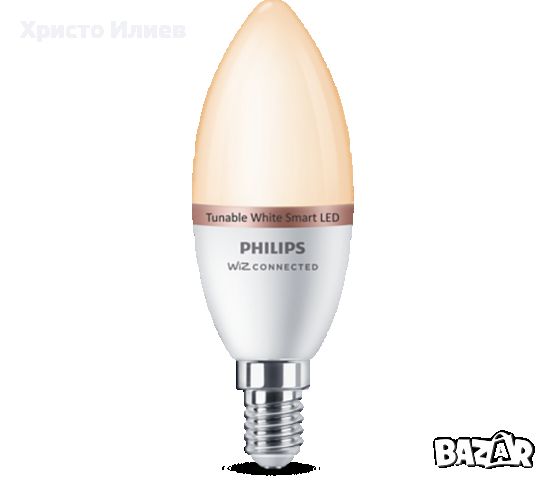 LED крушка Philips Wiz Connected Смарт 40W 4,9 W, E14, 2700-6500 K, 470 lm, димируема, снимка 2 - Лед осветление - 46169862