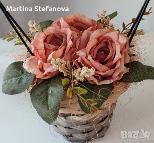Букети, кошници с текстилни цветя , снимка 5 - Декорация за дома - 46271469