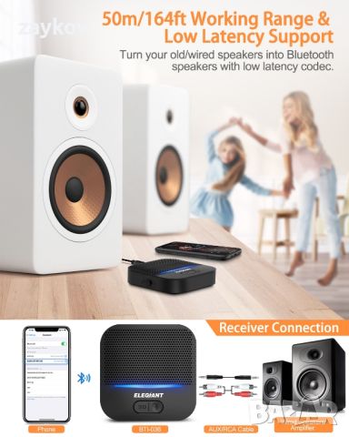 ELEGIANT Bluetooth 5.0 приемник 3D съраунд звук HiFi стерео, снимка 6 - Bluetooth тонколони - 46062914