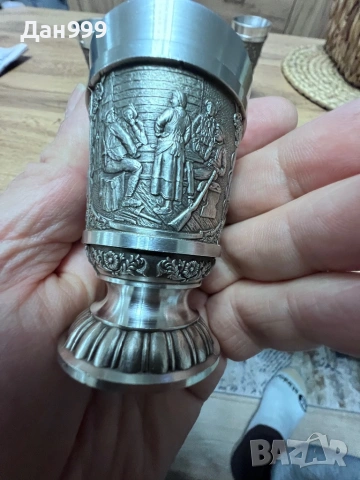 Винтидж комплект от шест уникално красиви калаени чашки, снимка 6 - Антикварни и старинни предмети - 53204736