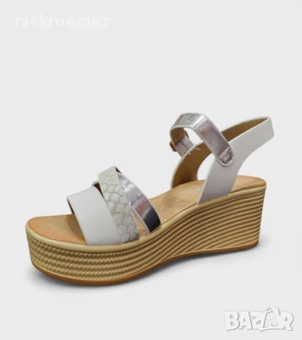 Бели дамски сандали на платформа с декоративни ленти – C5077-2 White, снимка 2 - Сандали - 51000576