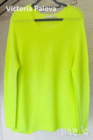 Луксозен финоплетен пуловер OUI – електриков лайм, Made in Italy, M