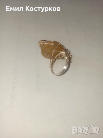 Продавам сребърен пръстен/999 проба/ с камък Рутилов кварц - авторска изработка, снимка 3 - Пръстени - 51442595