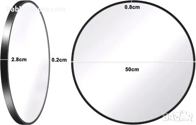 Кръгло стенно огледало Dripex 50 см с алуминиева рамка, декоративно HD огледало, огледало за грим за, снимка 1 - Декорация за дома - 49287040